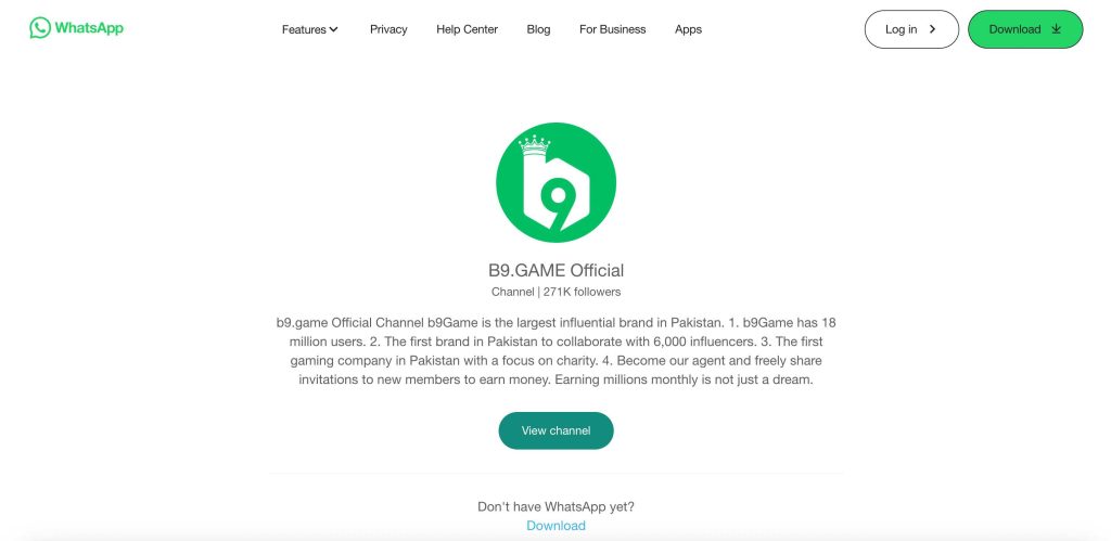 B9 game Whatsapp